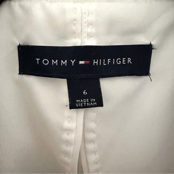 Tommy Hilfiger seersucker white blazer jacket with black piping Size 6 - Picture 9 of 13